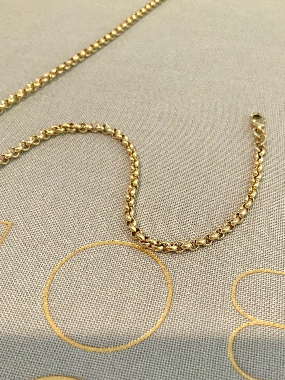 14k Solid Gold Rolo Link Necklace 16 Inch - Picture 4 of 8